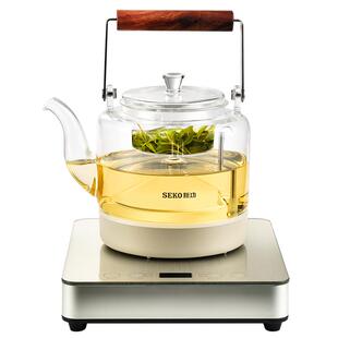 Seko新功家用底部自动上水烧水壶玻璃煮茶壶蒸汽喷淋式电茶炉W27