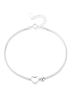 S925纯银爱心小圆珠蛇骨手链首饰
