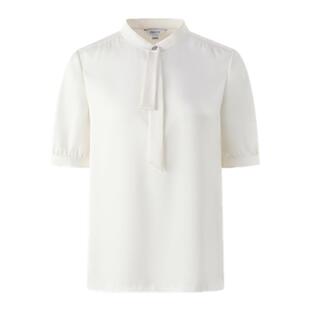 PRICH气质飘带领纯色衬衫夏季休闲通勤中袖上衣女