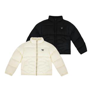 MoodLikeMe 大手口袋绗缝slogan小标刺绣2024冬季羽绒服面包服