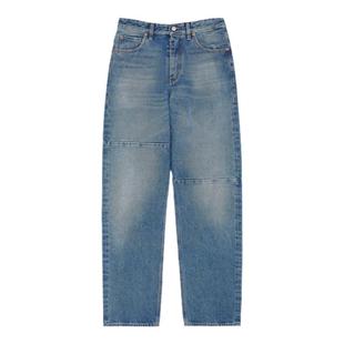 MM6经典五袋不对称拼接效果直筒牛仔裤通勤休闲长裤子