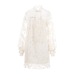 商场同款 可可尼COCOON时尚连衣裙秋冬新款新中式盘扣刺绣连衣裙