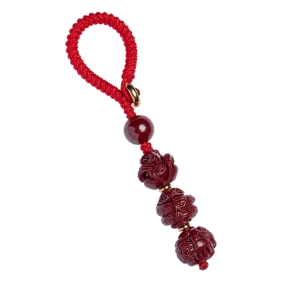 一份吉祥守护专属三合朱砂钥匙扣