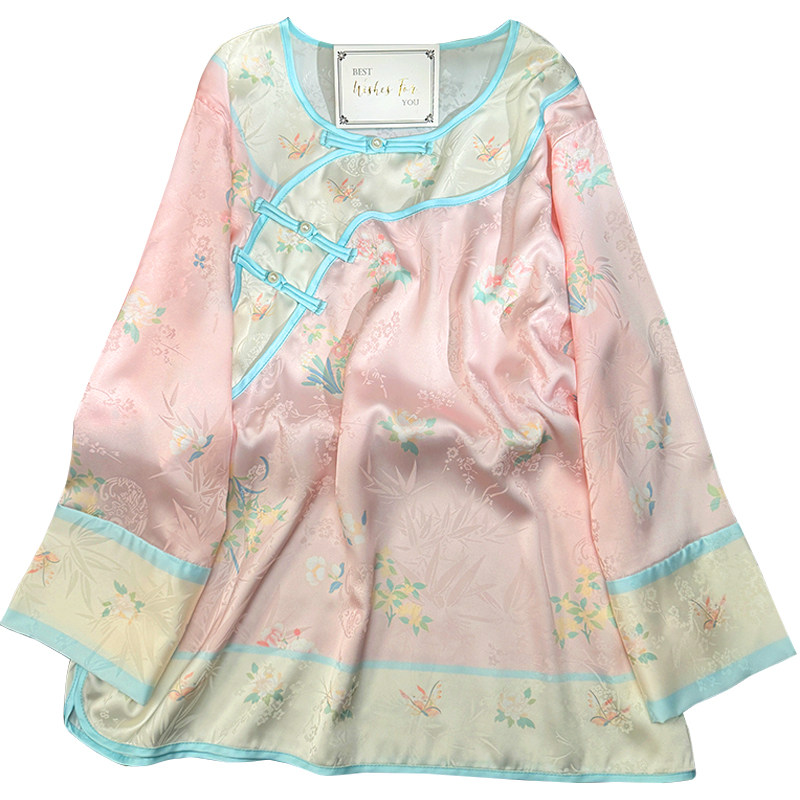 新中式睡衣女汉清冰丝家居服古代清朝中式宫廷风秋冬厚居家服套装