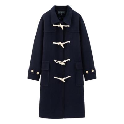 学院风夹棉牛角扣大衣维尼校刊