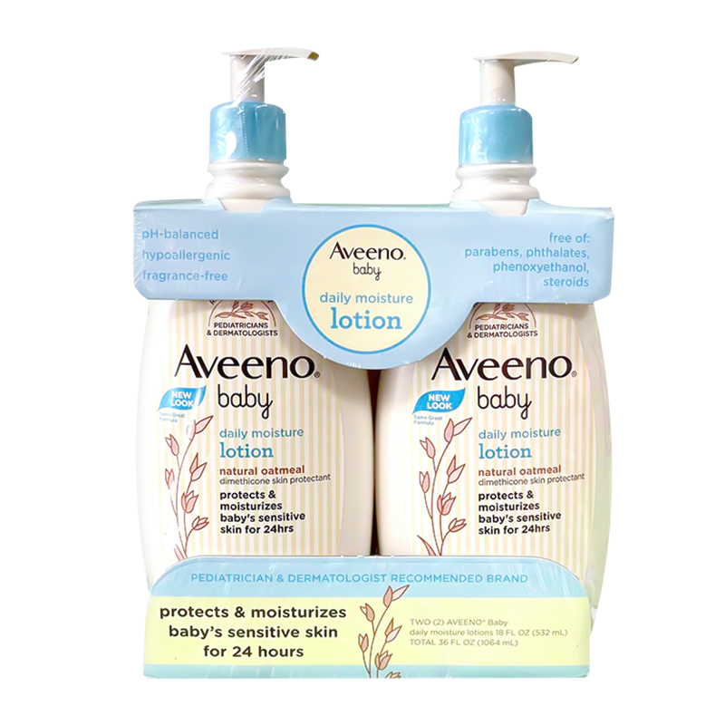 美国直邮Aveeno艾惟诺婴儿燕麦润肤乳宝宝保湿身体乳532ml*2瓶装