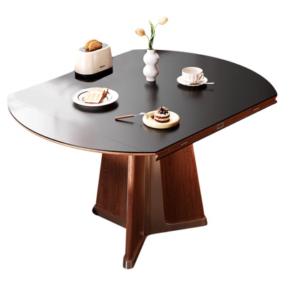 折叠岩板正方形餐桌可变圆桌