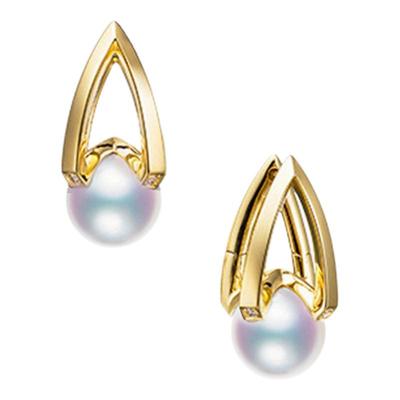 M家同款热巴同款耳钉日本akoya天然海水天女珍珠18K金钻石耳环