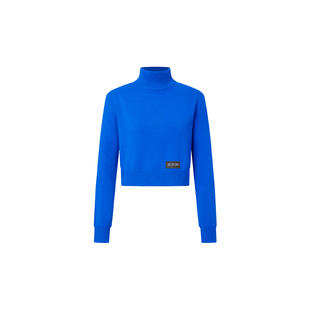 HUI卉100%绵羊毛双色刺绣非遗长角苗弹力长袖休闲半高领女针织衫