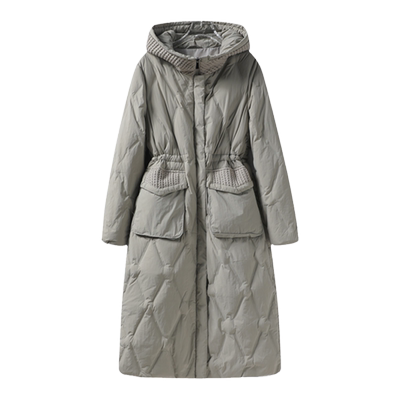 简约中长款式连帽中长款羽绒服