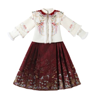 女童马面裙套装2026新款秋冬国风唐装儿童古装拜年服女孩汉服冬装