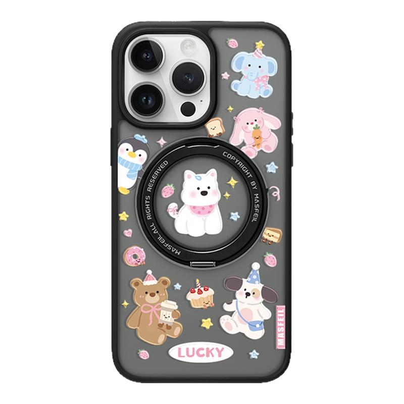 ANGYING × 动物派对适用苹果17promax手机壳iPhone16pro新款带支架ip13全包Fo5磁吸支点15可爱套女14高级感