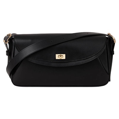 SANDRO黑色牛皮革背提包