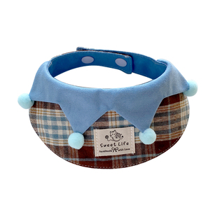 原创宠物围兜狗狗猫咪格子秋冬口水巾拍照装饰围脖可爱网红围脖