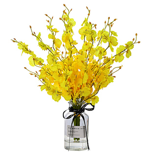 跳舞兰仿真花迎春花客厅卧室装饰花塑料干花餐桌绢花假花装饰品