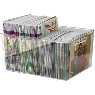 绘本收纳盒透明 书本收纳箱儿童书架桌面整理装书籍柜书箱置物筐