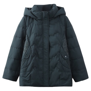 依佈2025冬装新款羽绒服中老年人连帽外套加厚保暖妈妈装大码上衣