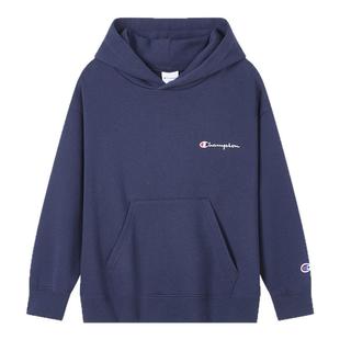 Champion冠军男女儿童装2025冬季经典LOGO标简约加绒连帽卫衣外套