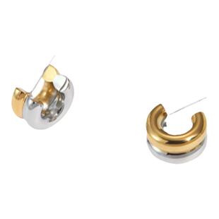 G/S巴塞罗那 高级简约金银撞色C型耳圈BV风休闲金属素圈耳饰耳钉