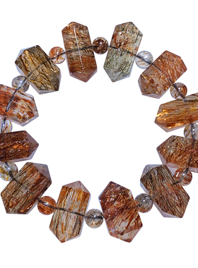 天然黑金超双尖手链手串云母柱发