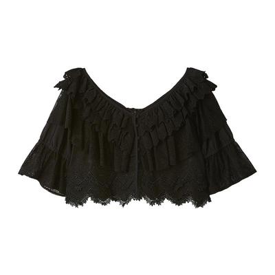 LILY BROWN春夏款荷叶边蕾丝露腰V领衬衫上衣LWFT251170