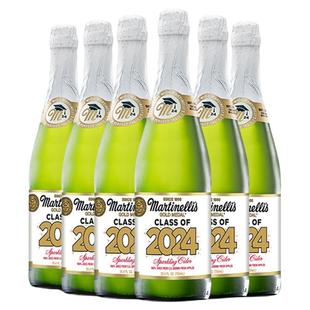 【6支】Martinelli's马添利进口饮料汽泡NFC100%苹果汁750ml送礼