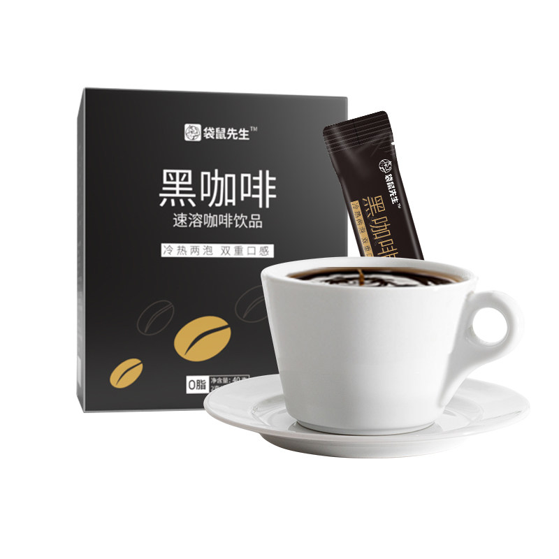 袋鼠先生黑咖啡粉0蔗糖0脂速溶速溶咖啡