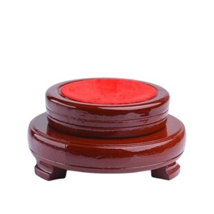 水晶球实木双层红色旋转展示底座葫芦底托文玩奇石蛋形球体底座