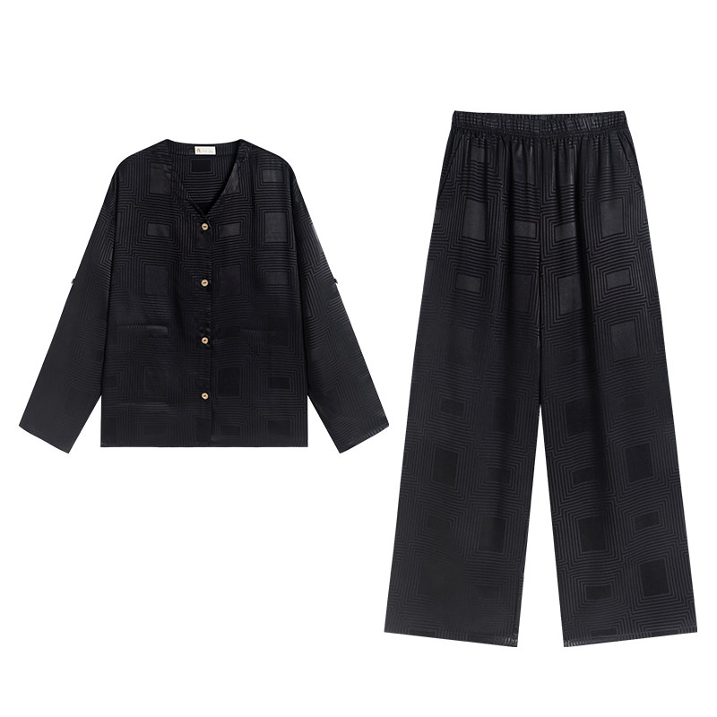 春夏凉感冰丝简约时尚家居服套装