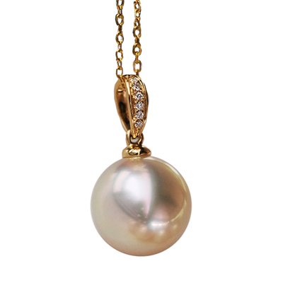 18K金干枯玫瑰正圆吊坠