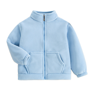 儿童澳粒绒加绒外套秋冬男童保暖睡衣开衫睡衣摇粒绒冬装加厚上衣