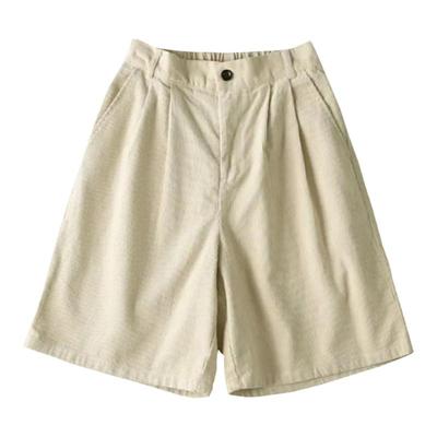 灯芯绒阔腿短裤女a字外穿靴裤子