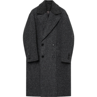 JDV男装 黄景瑜同款秋冬季深灰双排扣绵羊毛大衣时尚男装WCO4526
