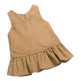 2025秋冬款女童洋气咖色灯芯绒背心裙 儿童宝宝无袖连衣裙 马甲裙