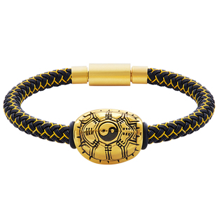 足金太极龟壳黄金手链男款富甲国潮黑金健康招财转运珠父亲节礼物