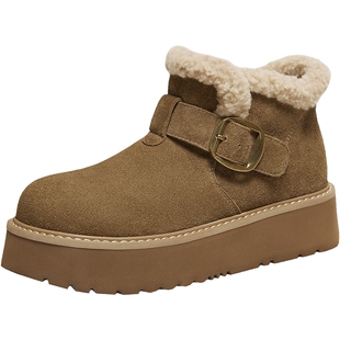 TATA他她热可可雪地靴冬加绒棉鞋毛毛女鞋勃肯厚底棉靴子JXK01DD5