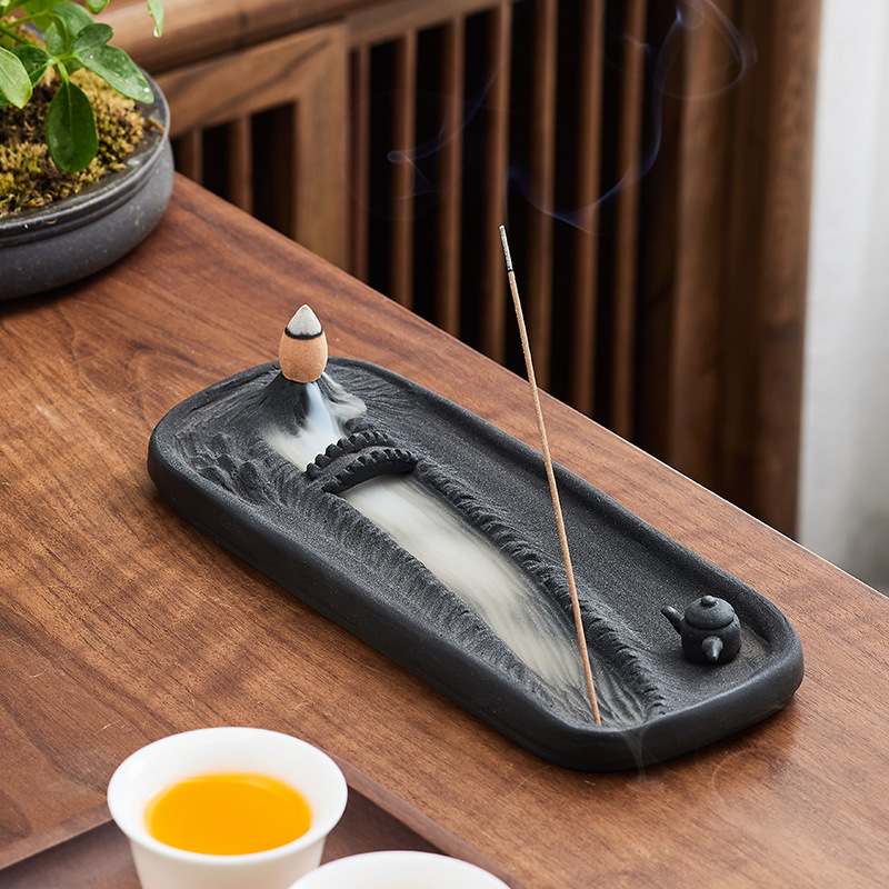 小桥流水倒流香炉香摆件香香批发插线点陶瓷创意香居室器座