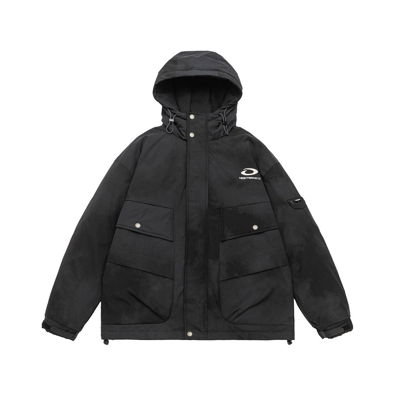 IEID冬季美式复古迷彩羽绒服男连帽宽松大码装痞帅防寒服保暖外套