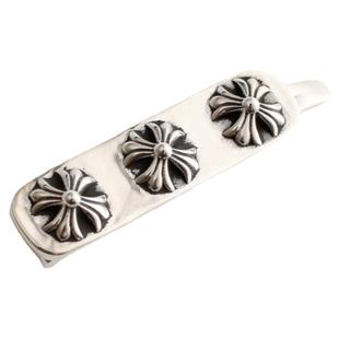 一休老银匠手工制作 925纯银 三十字花发卡 纯银发夹潮流朋克风格