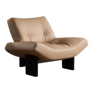 DDC意式极简埃米休闲椅小户型客厅超纤皮羽绒座包慵懒单人沙发椅