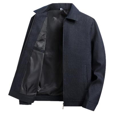 雪中飞翻领中老年爸爸装春秋夹克