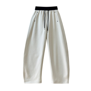 冬季加绒阔腿弯刀裤女2025春秋新款百搭时尚撞色抽绳镰刀休闲卫裤