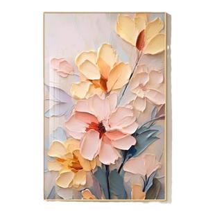 2025新款过道玄关挂画奶油高级感装饰画肌理花客厅沙发背景画壁画