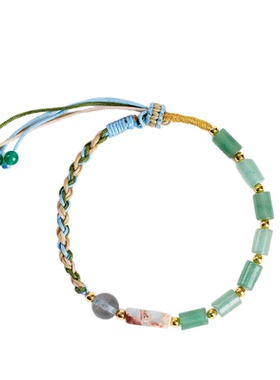 天然绿东陵玉新中式手工编织手链