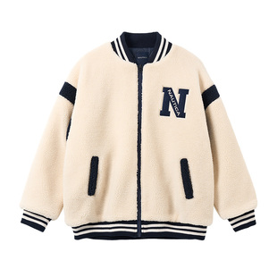 NAUTICA/诺帝卡童装 男童女童棉服秋冬季儿童羊羔绒抓绒外套加厚