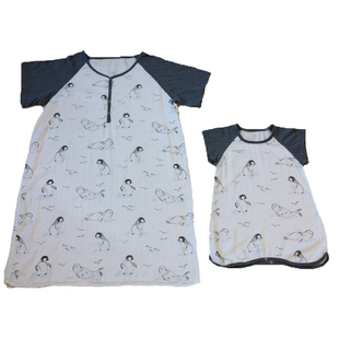 夏竹棉宝宝睡衣轻薄透气吸汗A类纱布亲子家居服妈妈睡裙婴儿睡袋