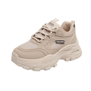 显脚小厚底老爹鞋女款2026春季新款网面透气运动鞋防滑百搭休闲鞋