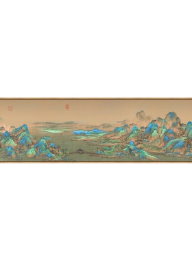 千里江山宋代山水客厅背景挂画