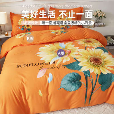 全棉磨毛四件套加厚100纯棉床上用品冬季保暖床单被套床笠三件套4