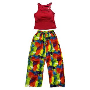 辣妹宽松休闲跳舞工装裤女夏季薄款成人嘻哈街舞kpop爵士舞蹈套装